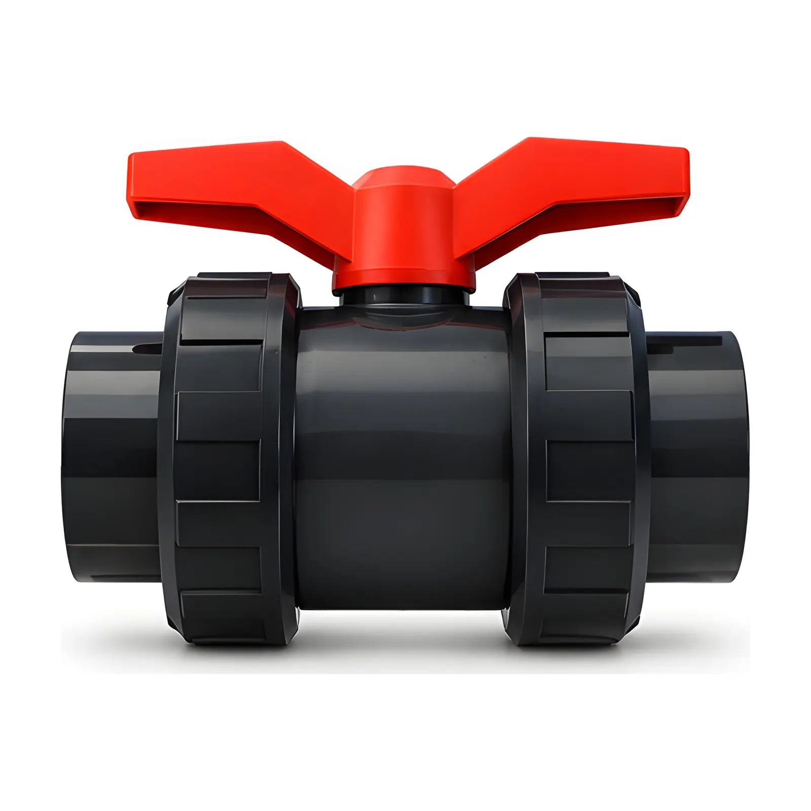 Ball Valve 3" PVC Thread Double Union Euro, front