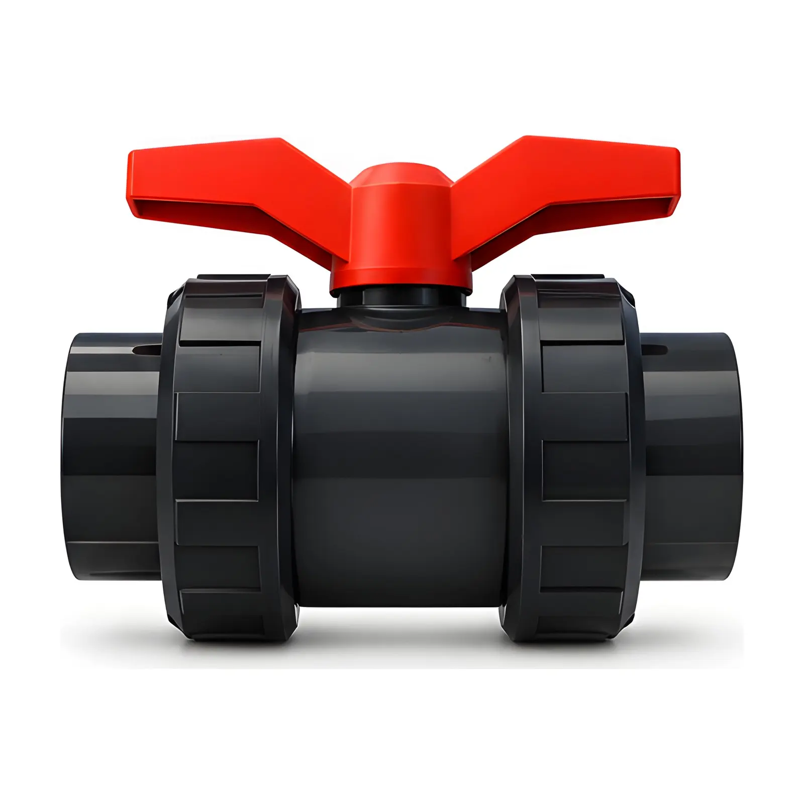 Ball Valve 3" PVC Thread Double Union Euro, back