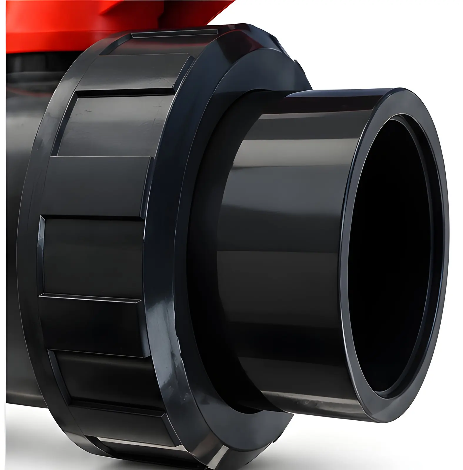 Ball Valve 3" PVC Thread Double Union Euro, close-up